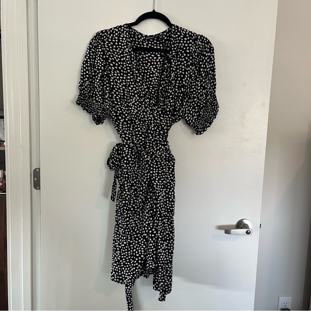 Black and White Polka Dot wrap Dress